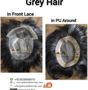 Front lace grey hair wig with PU base