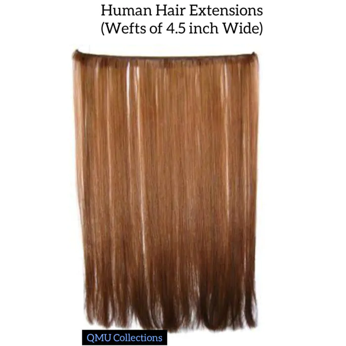 4.5 inch wide brown human hair extensions for women