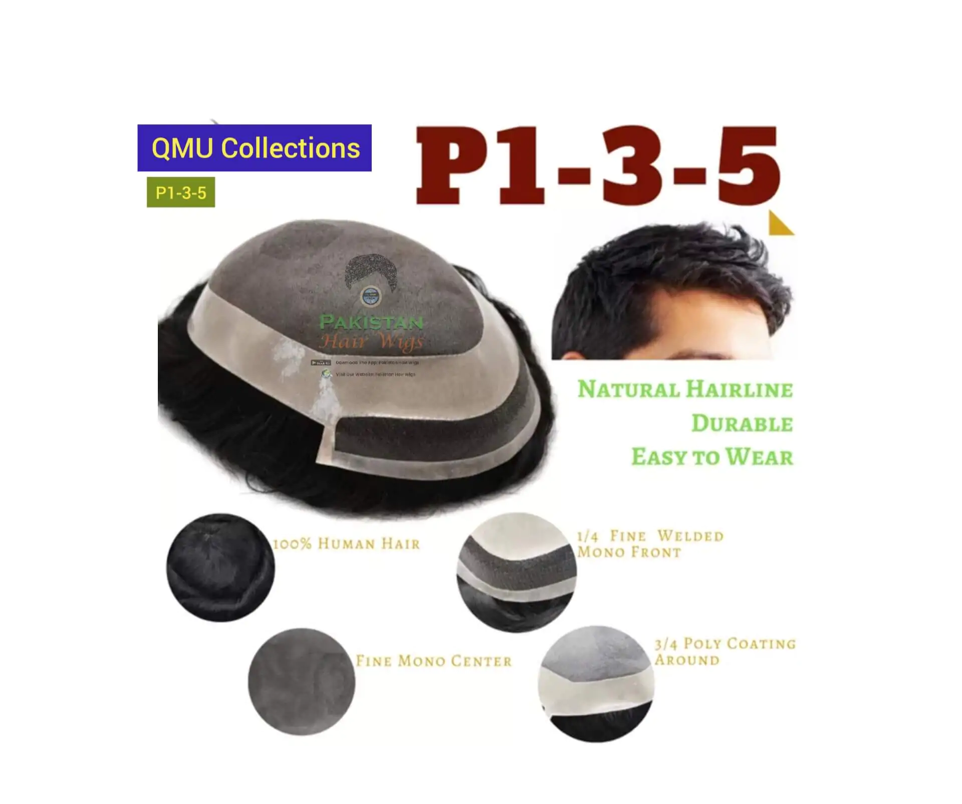 P1-3-5 Hair Wig, Hair Unit, Hair System, Wig Toupee, Cancer Patient Wig, Hair Replacement Centers, Hair Salons, wwwpakistanhairwigscom,