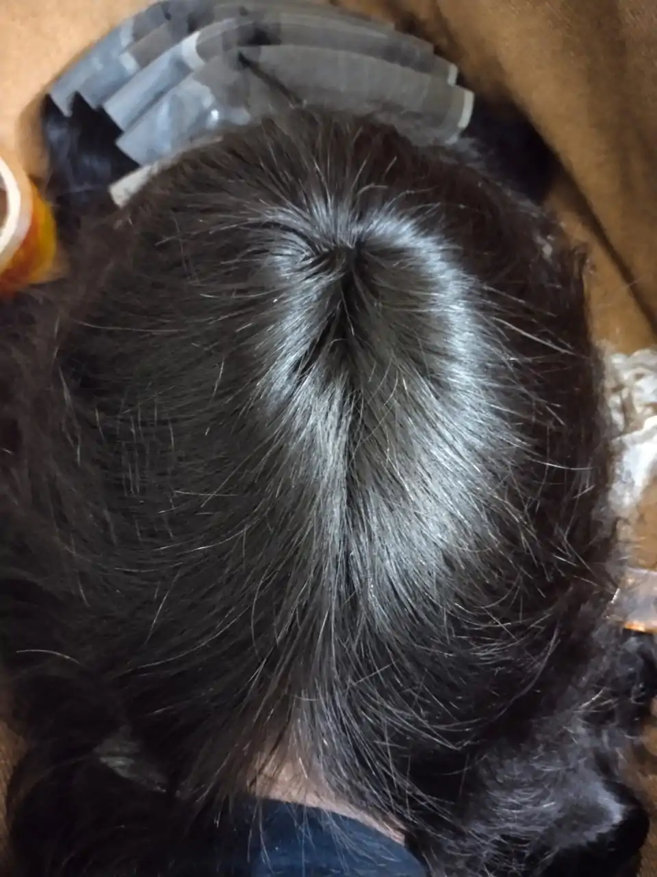 Mid part hair extension and wig