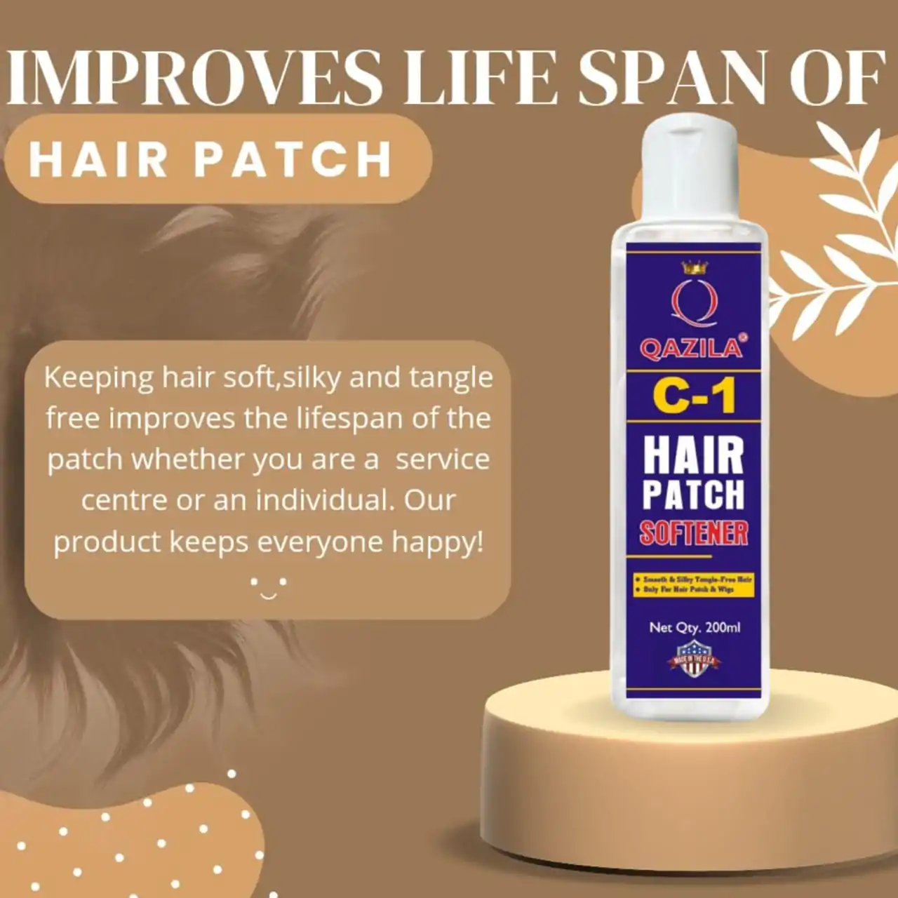 improve lifespan of hair patches with qazila C-1 wig softner