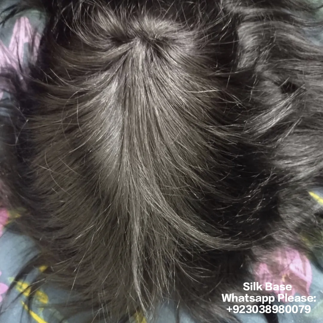 golden silk base lace folded lace front hair wig unit patch extension system 5